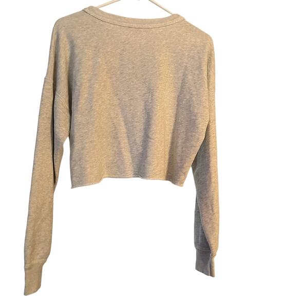 Abercrombie and Fitch Cropped Sweatshirt S Its All Love Gray Embroidered Rainbow - Picture 5 of 9